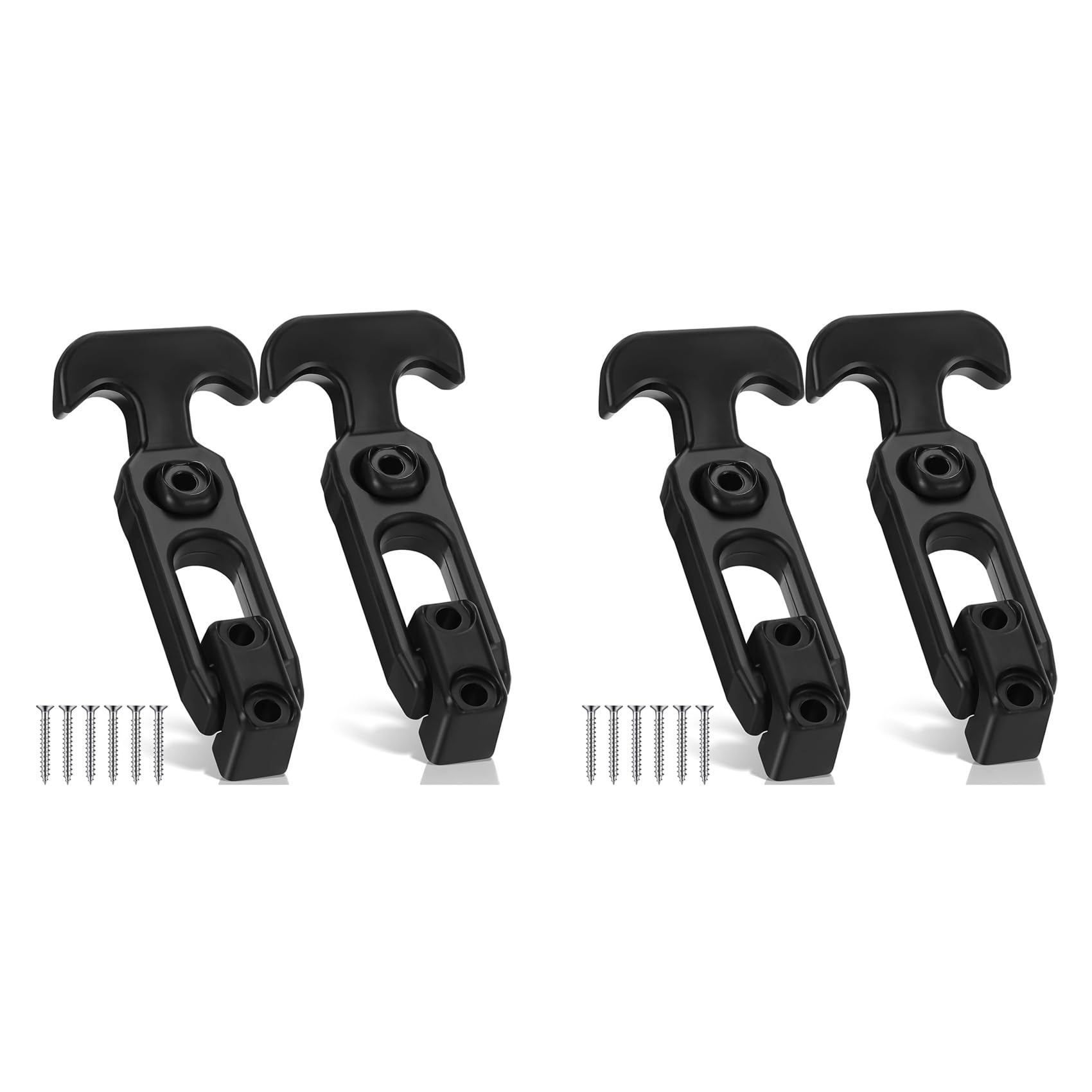 Jnchdghwa Black Flexible Rubber Draw T Handle Hasp Rubber Draw Latches With Screws For Hood Cooler Tool Cabinet Boat 4 Pcs