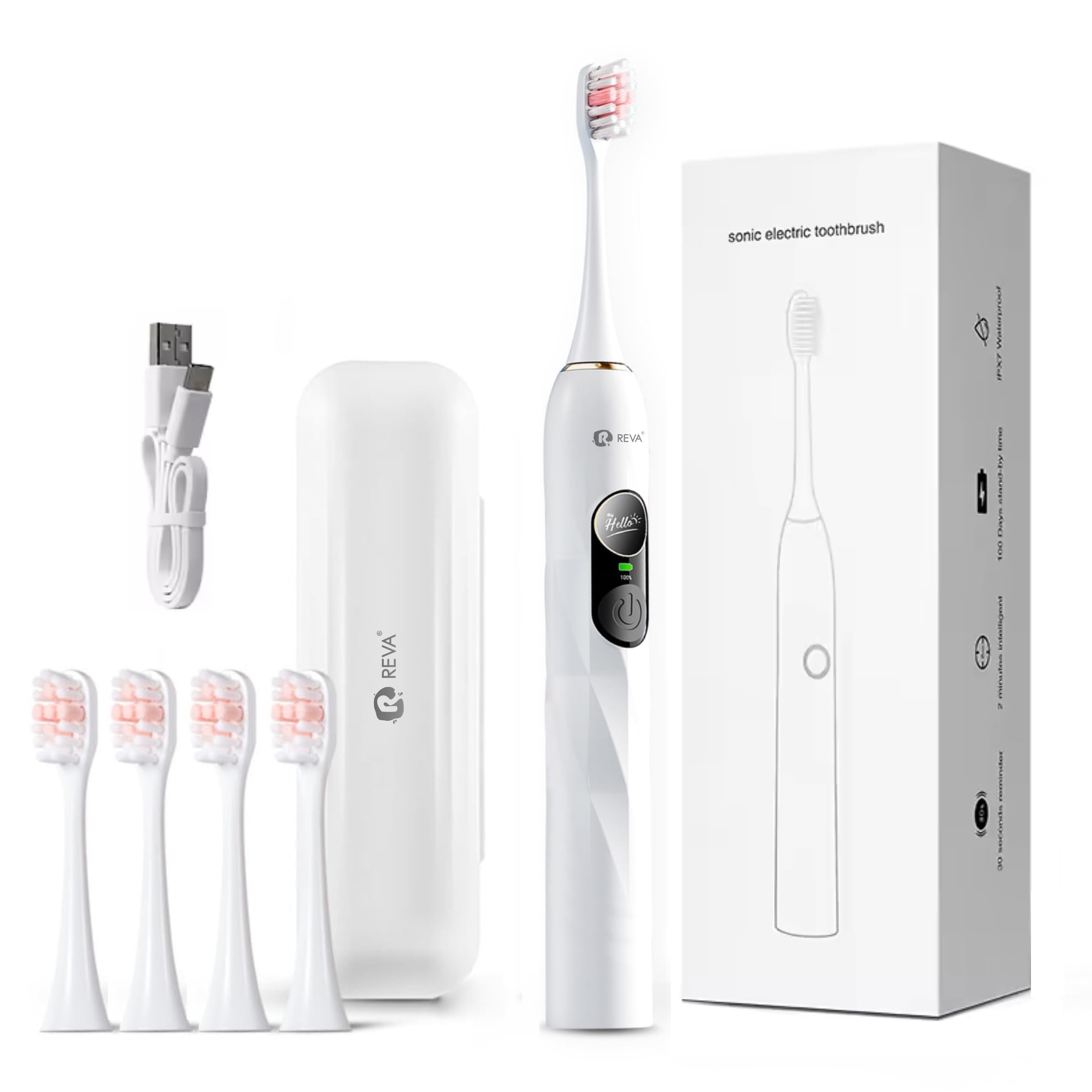 V3 Sonic Electric Toothbrush for Adults - Dual Display 5 Cleaning Modes Up to 200 Days Battery on