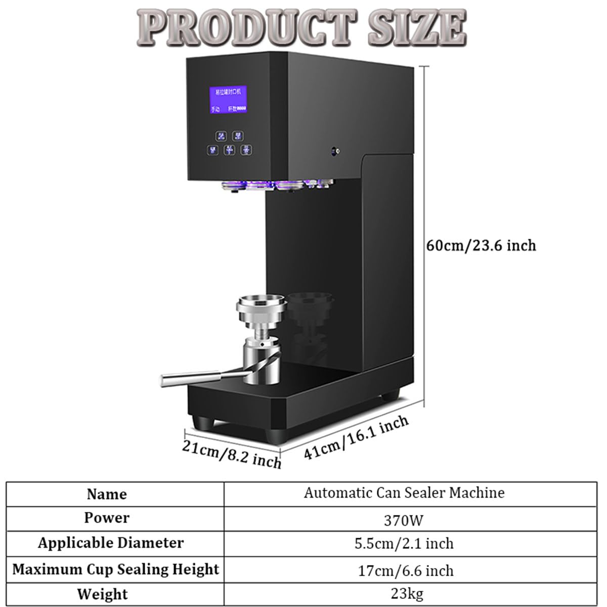 Sigillatrice Professionale da Tavolo per Lattine, Bevande E Bicchieri, con Display A LED, Ideale per Case, Bar E Caffetterie.,Black