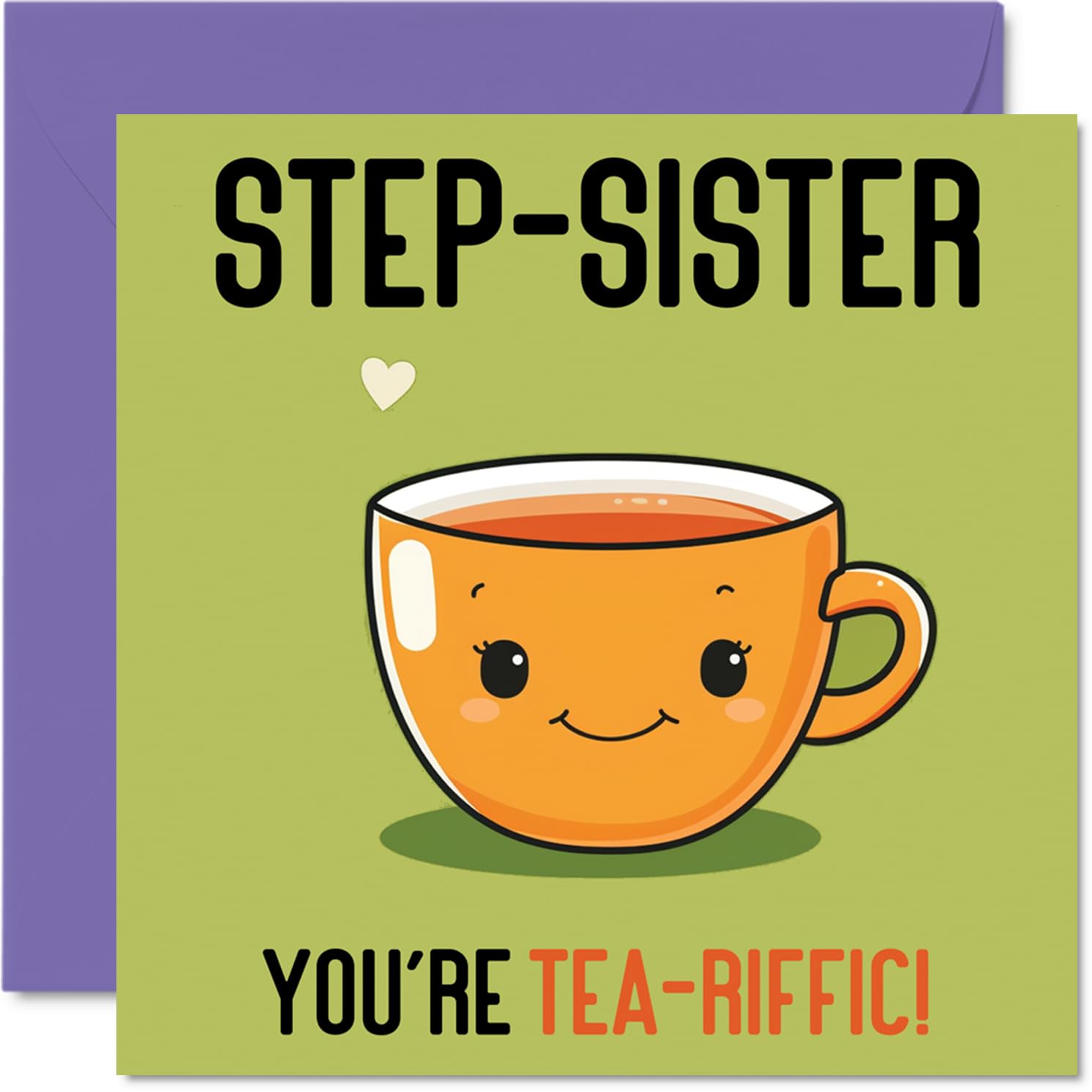 Birthday Cards for Step Sister - Tea-riffic - Funny Happy Birthday Card for Step-Sister from Step Brother, Sibling Gifts, 145mm Joke Greeting Cards Women Her