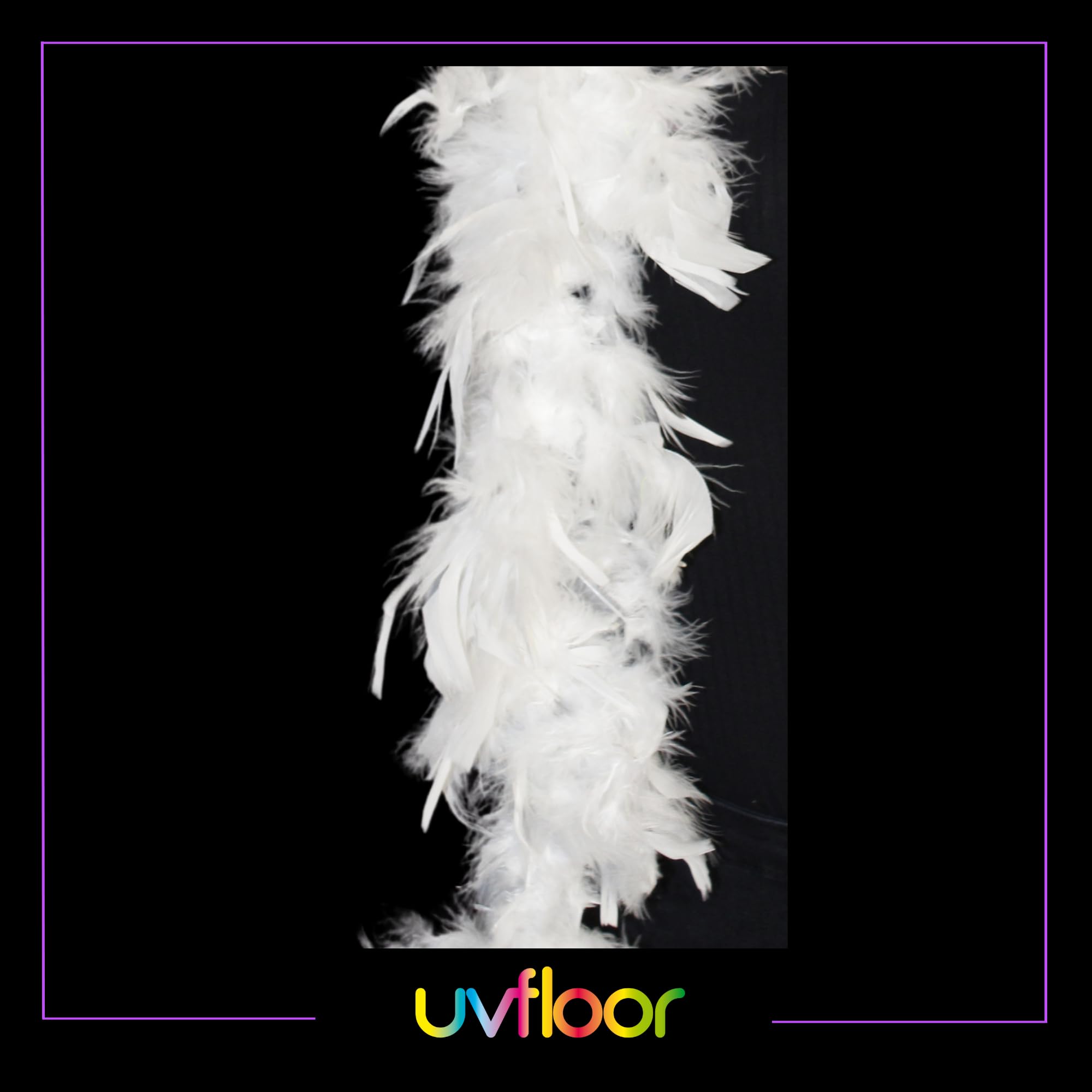 UV FLOOR - Boa En Plumes Fluo - Qualité Premium - Accessoire Fluorescent - Fête - Déguisement - 1m80 - Blanc Fluo