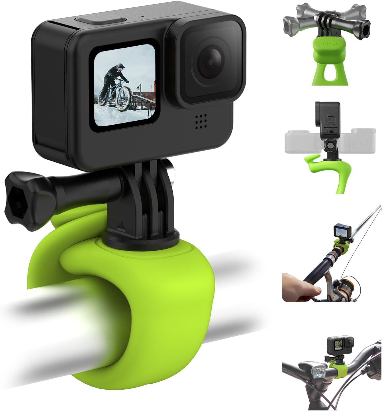 TELESIN Supporto Cinghia Flessibile 360° per Fotocamera, Nastro Avvolgente per Bicicletta Moto Tubo Manubrio Asta Bastone Sci, Accessori per GoPro Max Hero 12 11 10 9 Insta360 X3 DJI