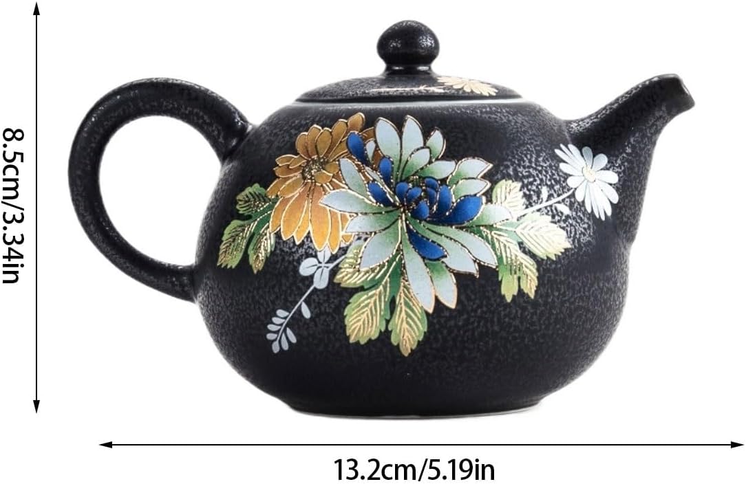 Ceramic Teapot Black Pottery Teapot With Filter Teapot Chinese Tea Ceremony Kung Fu Tea Set Ceramic Flower Teapot Tea Pot Ceramic