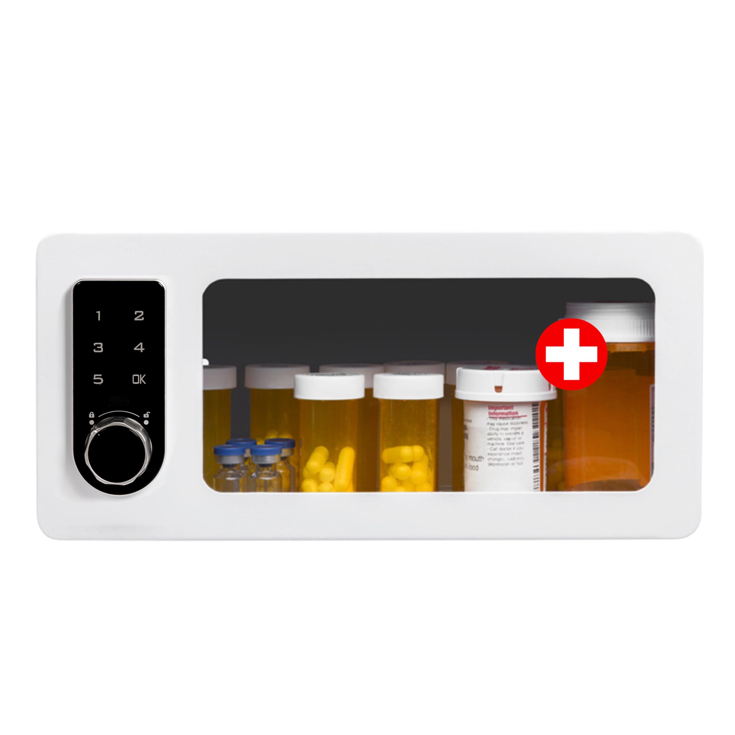 Gabinete de montaje en pared para medicina narcótica con bloqueo de teclado táctil para almacenamiento seguro de narcóticos, caja de bloqueo de medicamentos segura para refrigerador para insulina