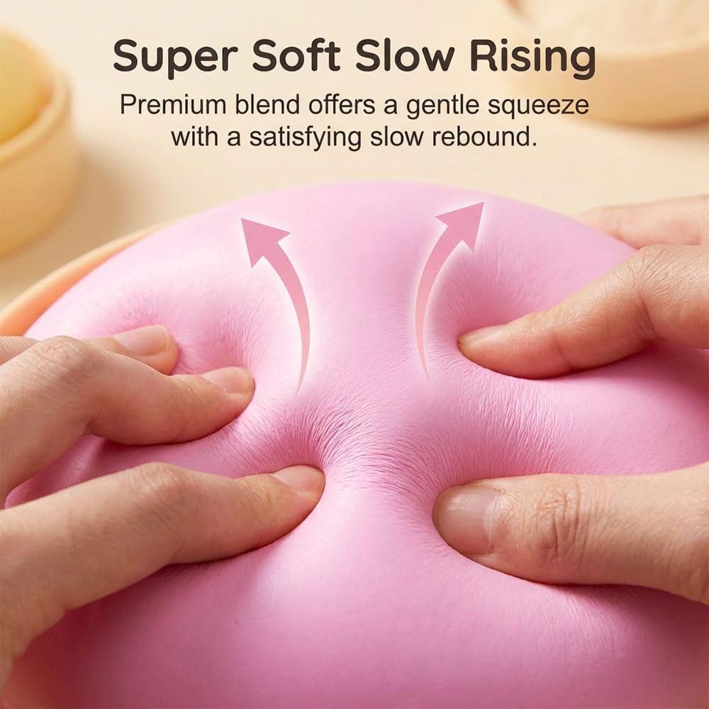 Giant Dumpling Squishy Jumbo Size, Soft Slow Rising Stress Ball, Large Squishy Dumpling for Desk Office Home Study Adults, Fun Fidget Item for Squeezing and Stress Relief (Pink, Extra Large)