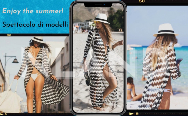 Famulily Copricostume Da Bagno Donna Con Volant E Scollo Avvolgente - Cardigan Legero Mezza Manica In Poliestere/Spandex, Abbigliamento Spiaggia E Piscina (S-XL)