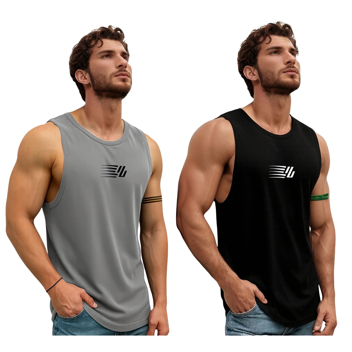 jump cuts || Men || SpikePrinted || Polyester || Vest Pack of 2-picture-21