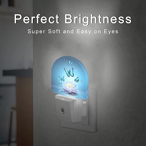 Miniatura 3 de AOWULA Luz nocturna de mariposas y loto, luces nocturnas de loto enchufables a la pared, lámpara LED con sensor de atardecer a amanecer de 0.5 W