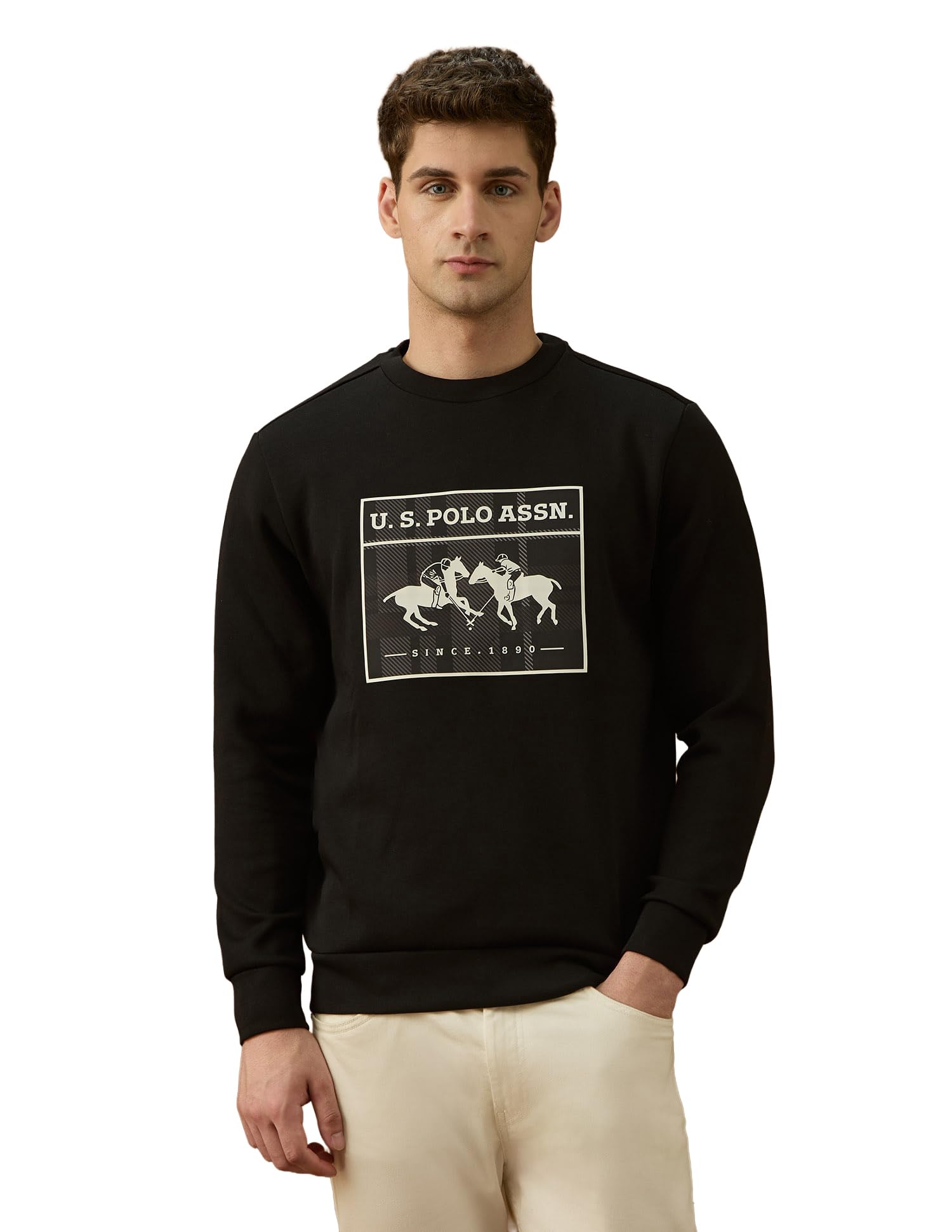u.s. polo assn. U.s.Polo Association Men's Graphic Brand Printed Equestrian Aisle Theater Sweatshirt-picture-25