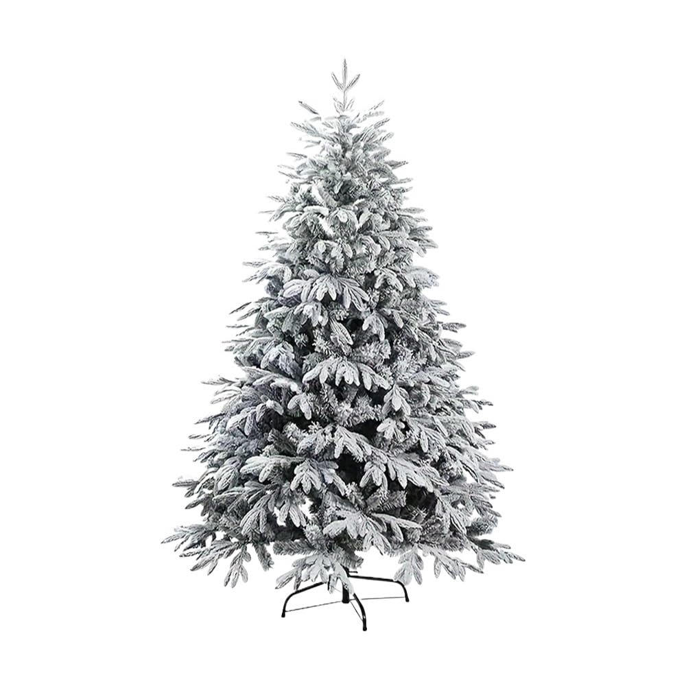 6ft Christmas Tree Snow Flocked Christmas Tree PE & PVC Realistic Branch Tips Artificial Christmas Tree Metal Stand(180cm)