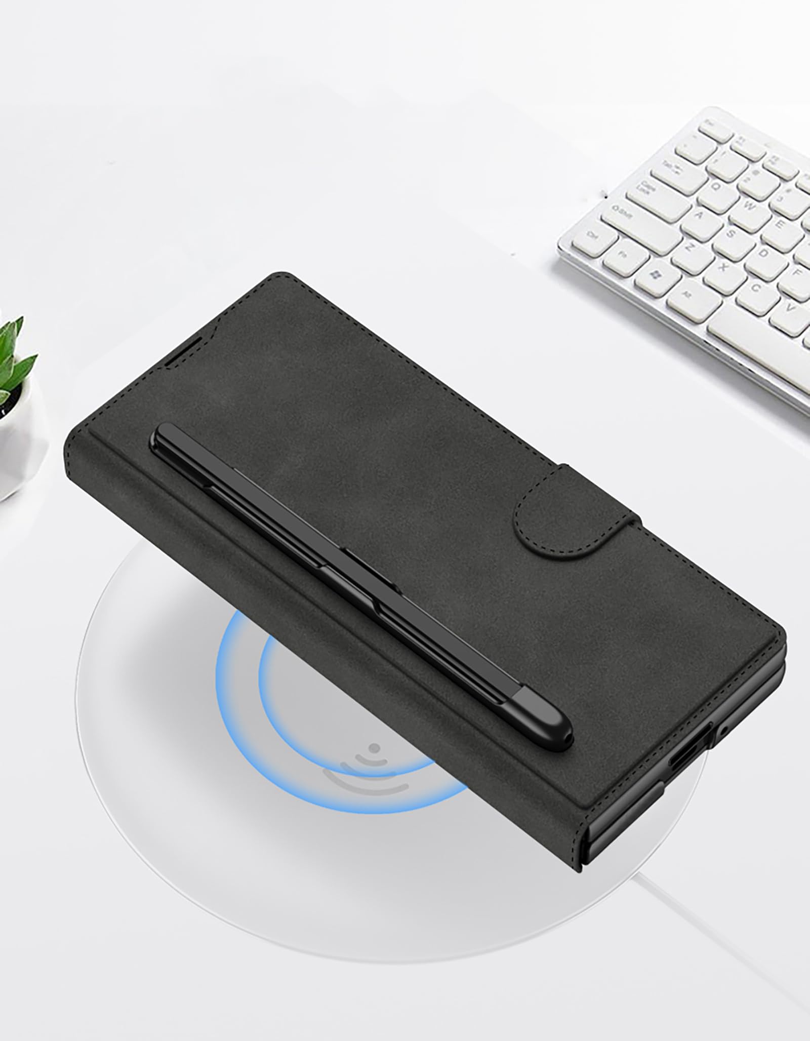 Etui do Galaxy Z Fold7 5G, all-inclusive składane etui z otworem na długopis i zapięciem magnetycznym, kompatybilne z Samsung Galaxy Z Fold7 5G, czarne 2