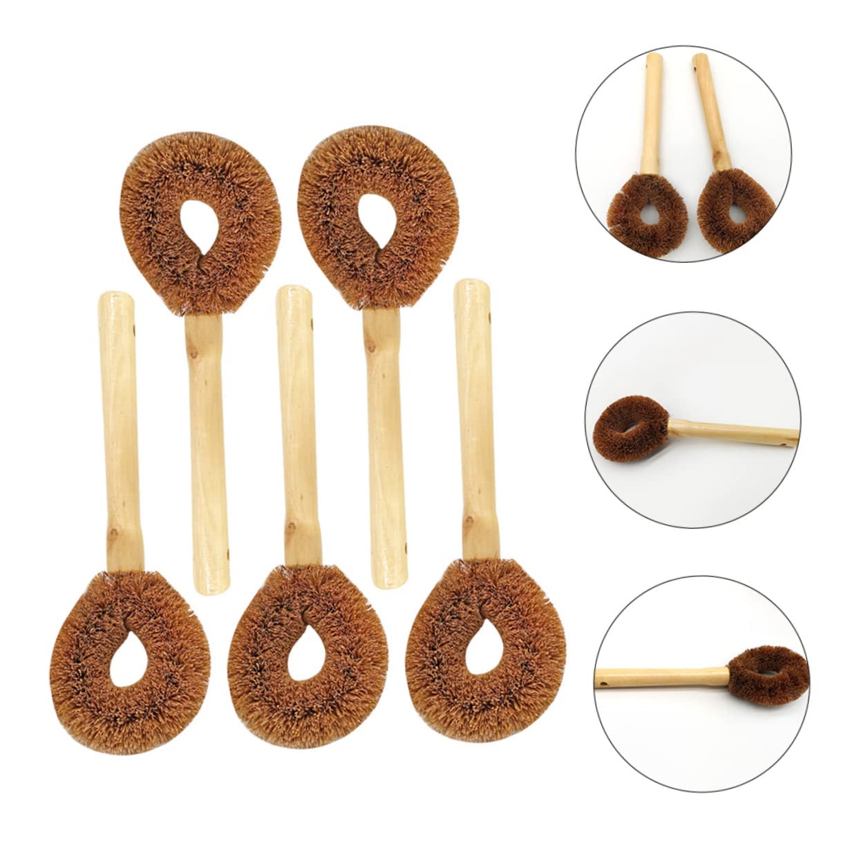Lot de 20 brosses de Nettoyage à Long Manche pour Wok, de Nettoyage pour évier, brosses à récurer pour poêles, casseroles et Plats avec poignée en Bois
