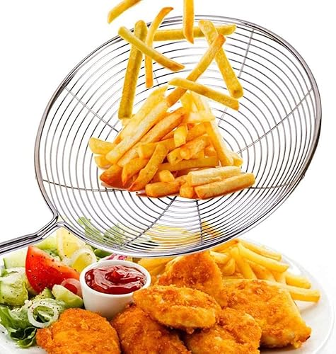 Miniatura 3 de Paquete de 2 coladores de araña, cuchara espumadora, cuchara ranurada, cuchara coladora de acero inoxidable, colador de pasta con asa, coladores de