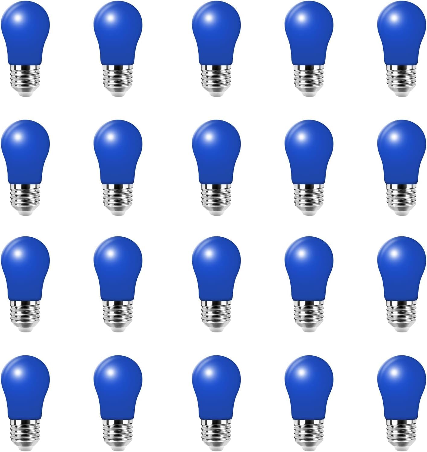 WULUN 20 Pack Colored Light Bulbs E27 Screw Cap Coloured LED Light Bulbs Lamps for Outdoor Patio Party KTV Hotel Decor Christmas,Blue