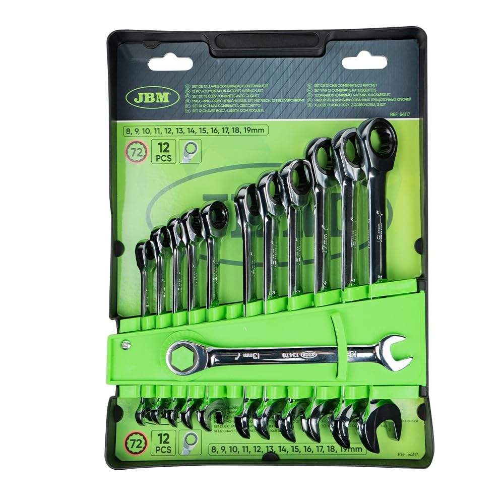 JBM SET DE 12 LLAVES COMBINADAS CON TRINQUETE