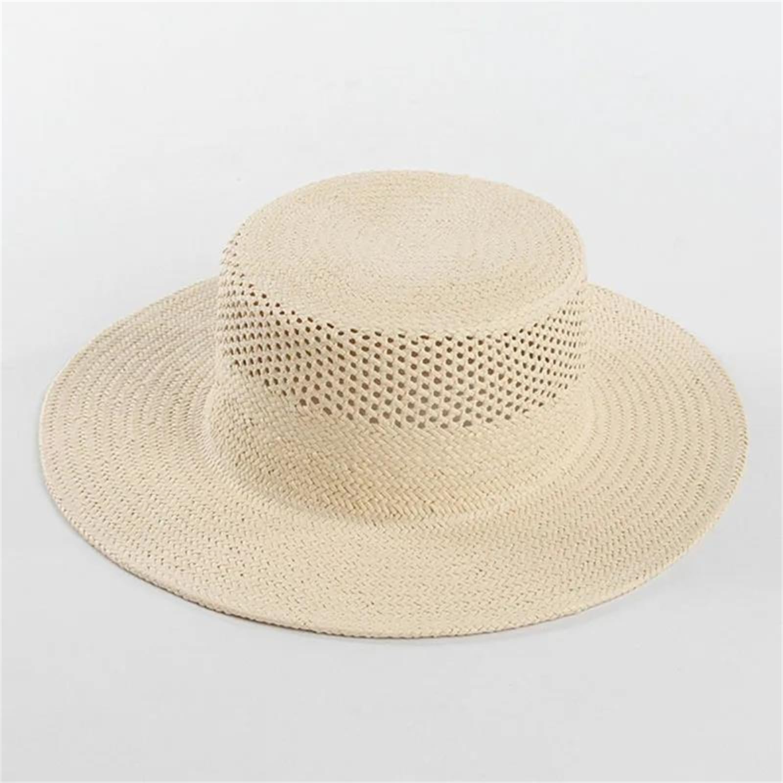 Sombreros de paja beige para mujer, sombrero de verano de ala ancha hueca de paja para el sol, para viajes, playa