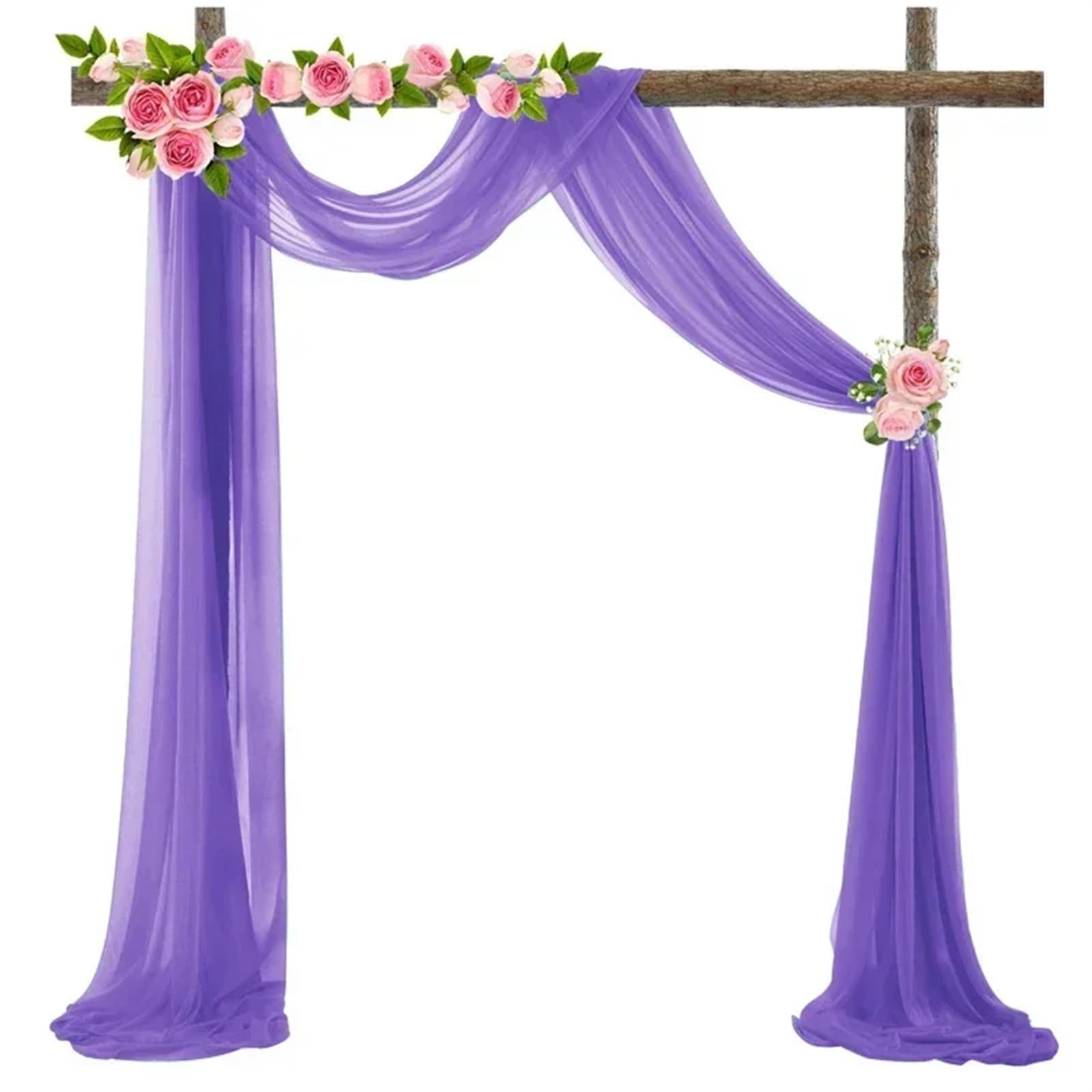 MOHUIED 10M Wedding Arch Drape Decoration Tulle Organza Sheer Fabric Draping Curtain Birthday Party Backdrop Wedding Chair Sashes Decor Wedding Arch Draping Fabric(Purple1,135x500cm)