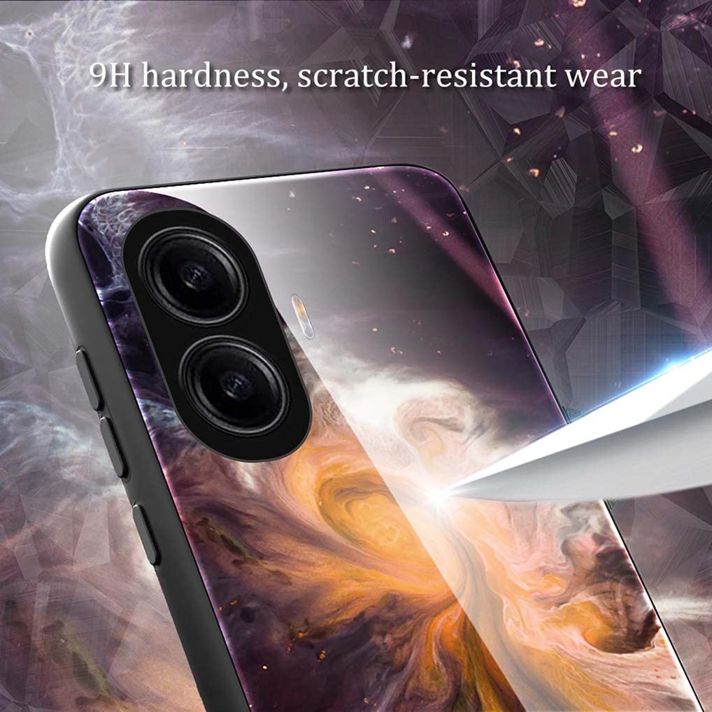 Cover Per Realme C55 Con Brillantini | HAOYE, Modello Galassia, TPU Morbido E Vetro Temperato, Antiurto, Ultra Sottile - 3