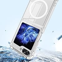 Vista 3 de Funda magnética transparente para Samsung Galaxy Z Flip 5, compatible con cargador inalámbrico MagSafe Flip5, transparente, parte trasera
