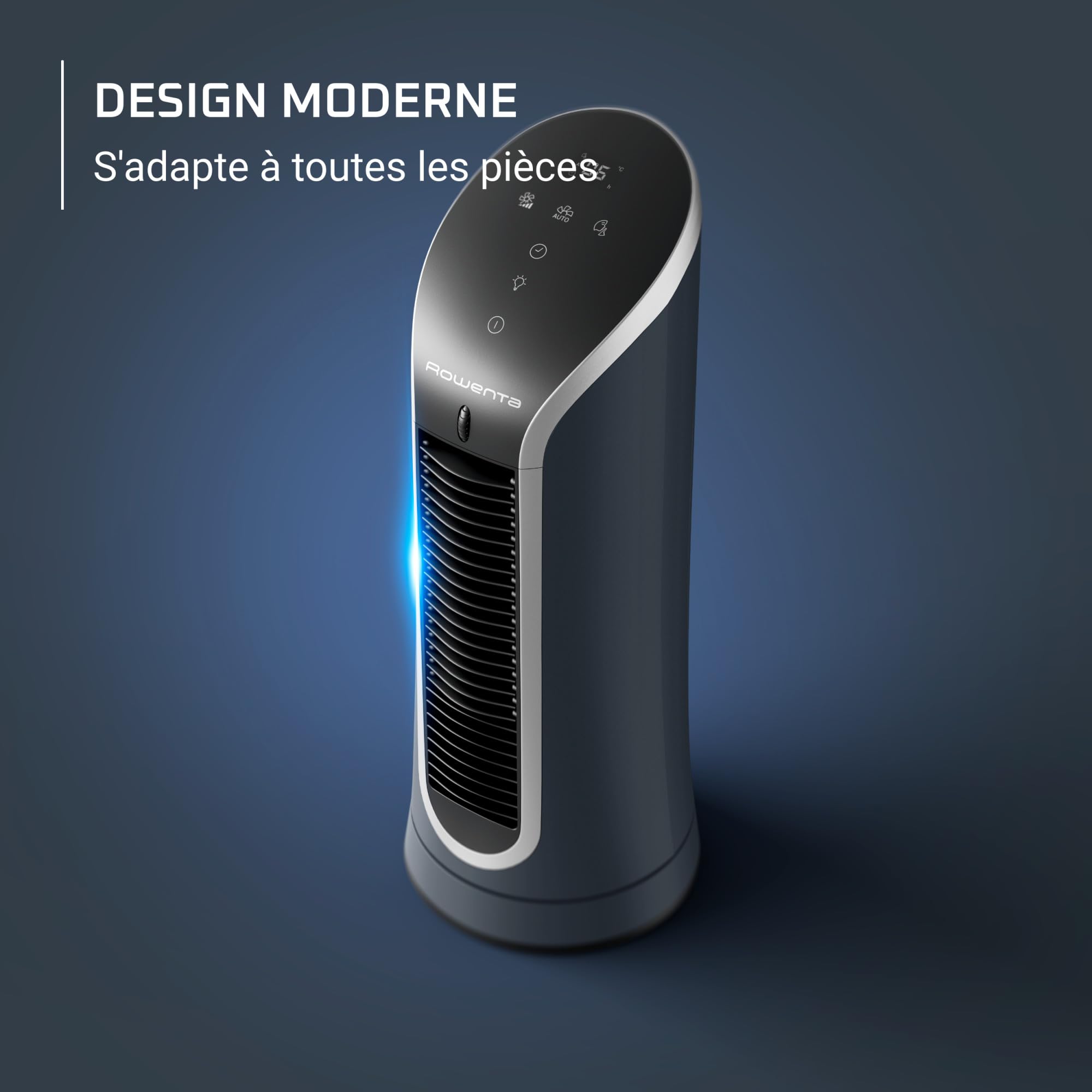Rowenta Eole Compact, Ventilateur colonne, Rafraîchissement intense, Silencieux, Econome en énergie, Compact, Eco-conçu VU6220F0, Noir et Blanc