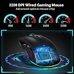 RGB LED Des souris de jeu,3200 DPI,Fils USB C Port pour Apple MacBook Pro 2017/2016,MacBook 14-Inch,Chromebook, Windows PC,Ordinateurs ou ordinateurs portables avec port de type C (Matte Black)