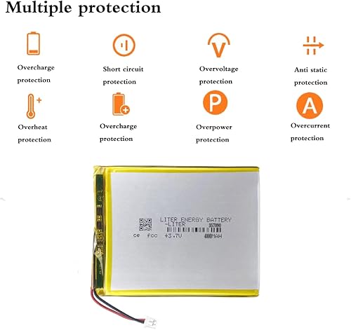 Miniatura 2 de 3.7V 357090 4000mAh batería de iones de polímero de litio recargable batería de polímero con conector JST 0.079 in