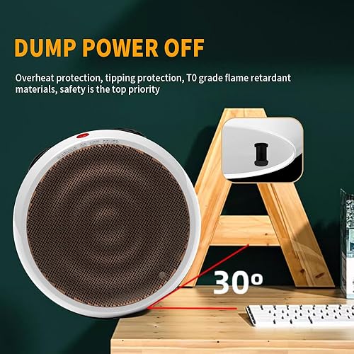 Miniatura 5 de Coplax Calentador eléctrico portátil de 1500 W con termostato, calentamiento rápido 1S, protección contra sobrecalentamiento y vuelco, seguro para