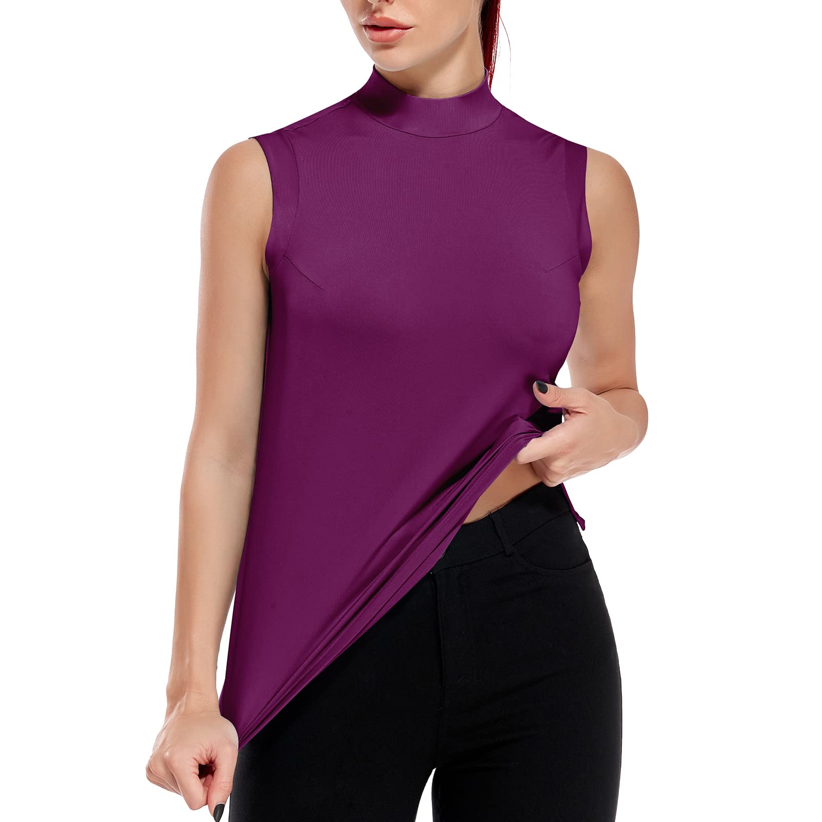 TOKSKS  Golf Polo Shirts Women Sleeveless Slim Fit Golf Athletic Tank Tops Quick Dry Workwear Womens Workout Tops Shirt