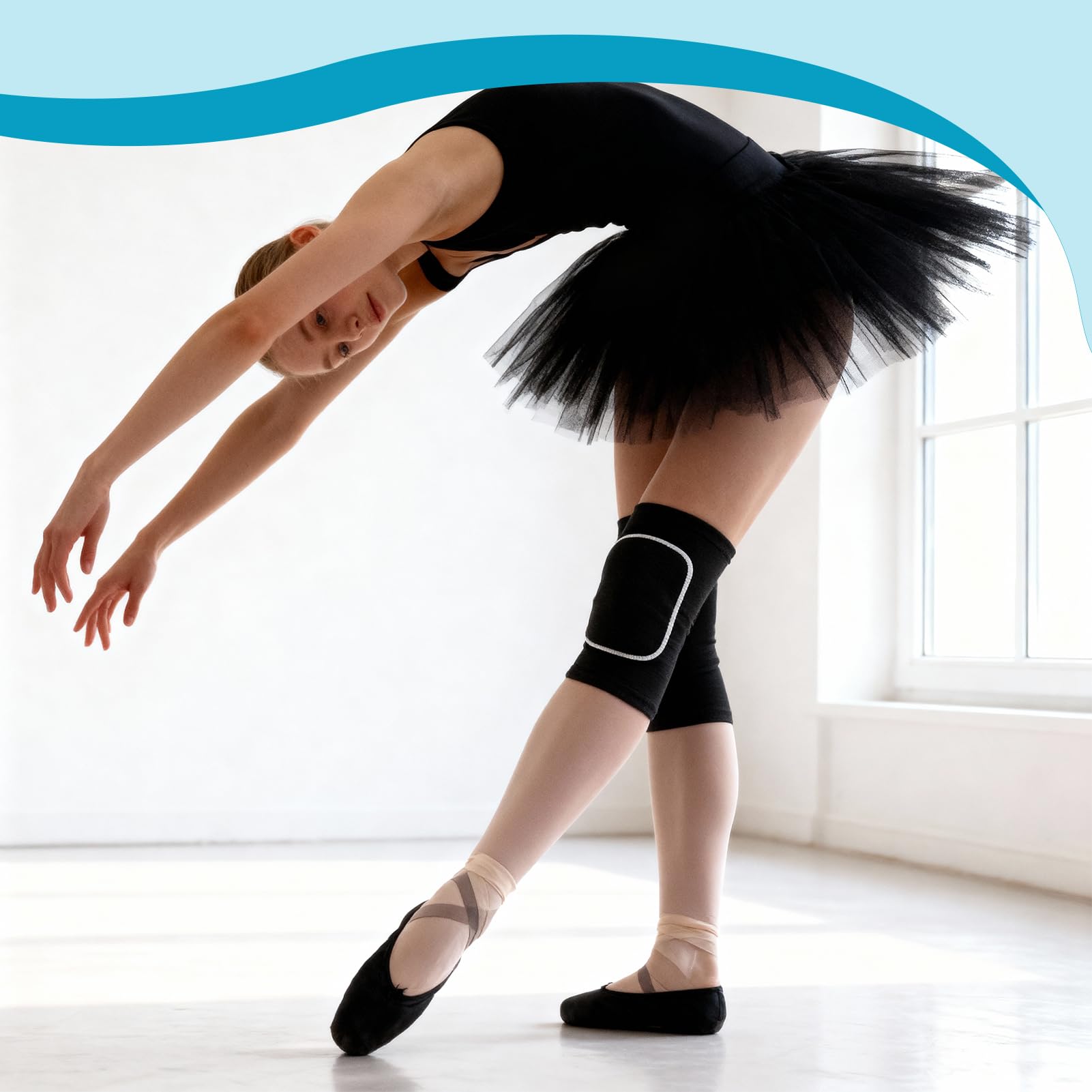 2 Paia Ginocchiere Pallavolo, Protezioni Anti-collisione Ginocchiere Elastica per Danza, Ginnastica Ritmica, Pallavolo, Basket, Calcio, Sport (In Bianco e Nero)