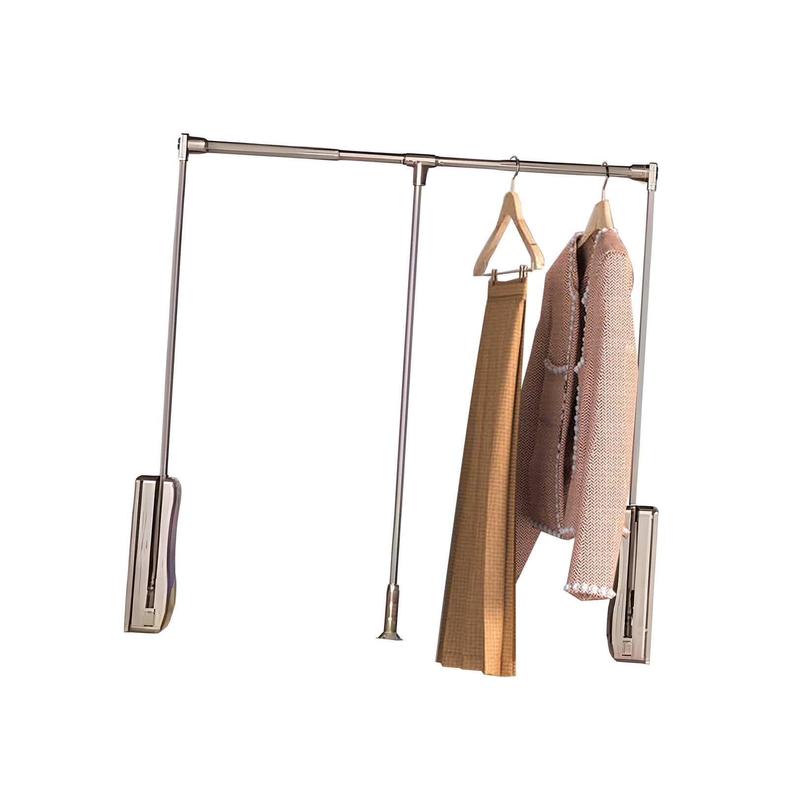 GTHTUHFD Adjustable Pull Down Wardrobe Rail,Clothes Hanger Rod For Cloakroom,Load-Bearing Capacity 33Lbs,Color 1-W-930-1250mm