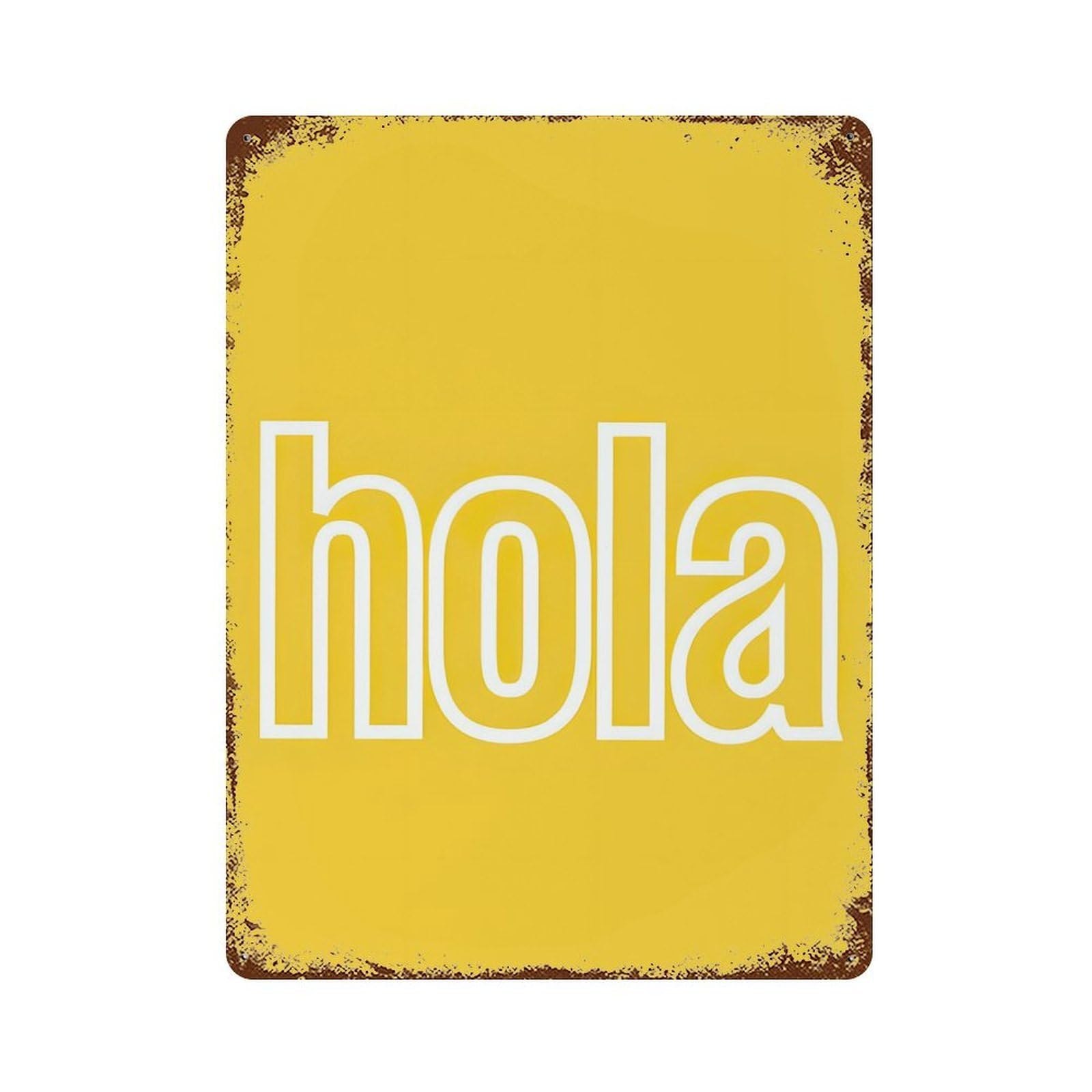 xiaoxiaoshen Hola Yellow Welcome Spanish Wall Decor Art Metal Tin Poster Modern Home Decor Art Home Bar Shop Decorations Vintage Sign 40x30cm