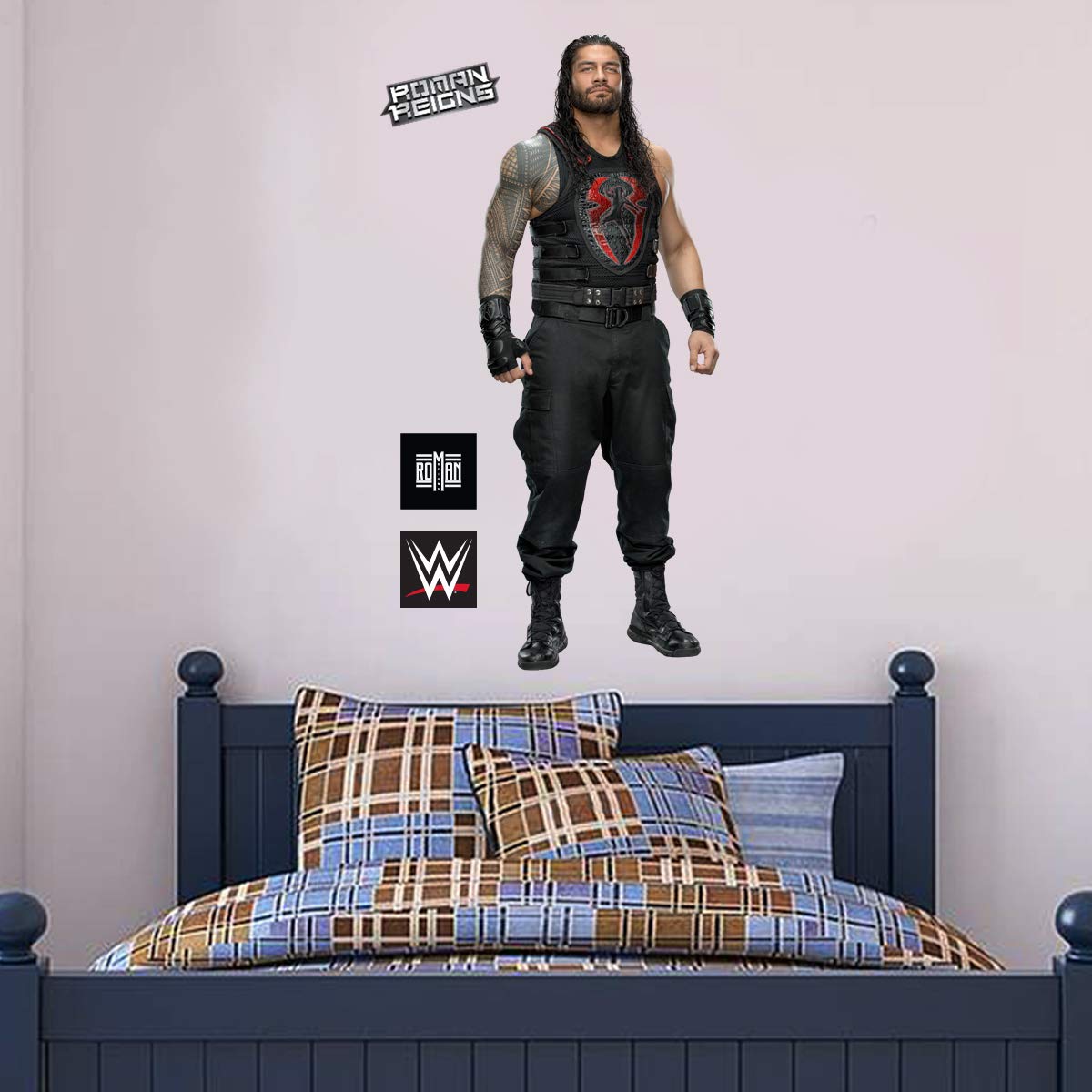 Beautiful Game WWE Wall Art - Roman Reigns Wrestler Mural + Sticker Set Vinyl Decal Kids Art (LIFESIZE)
