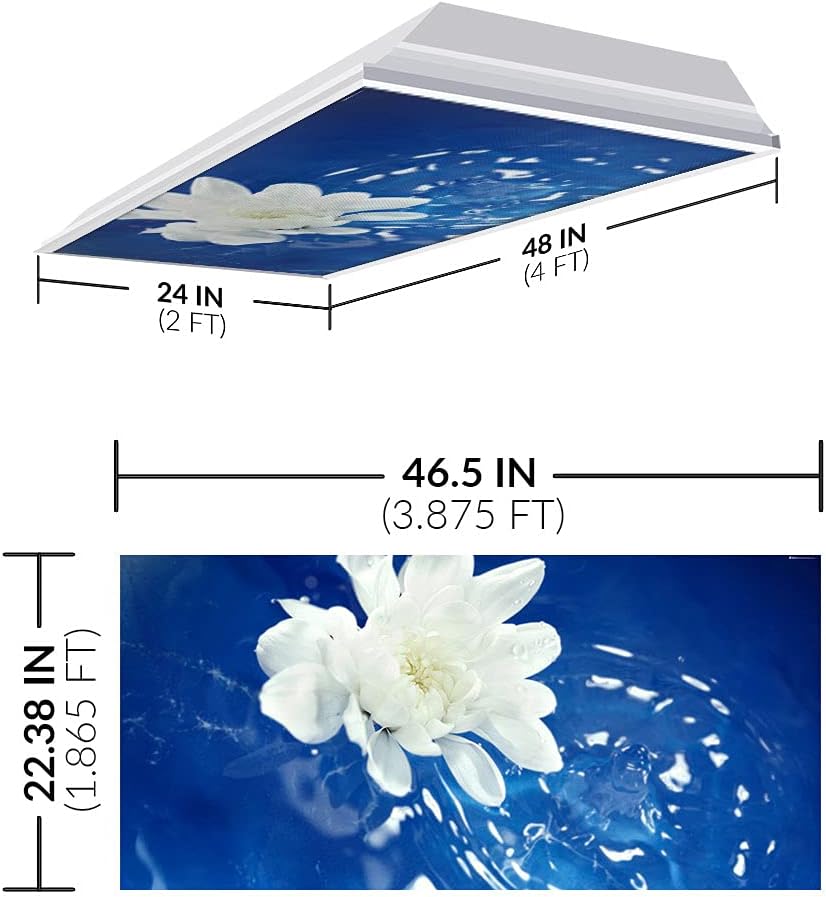 Octo Lights Fluorescent Light Covers for Ceiling Lights Classroom 2x4 (22.38in X 46.5in) Improve Focus, Eliminate Headaches, Provide Florescent Light Relief - Flower 004