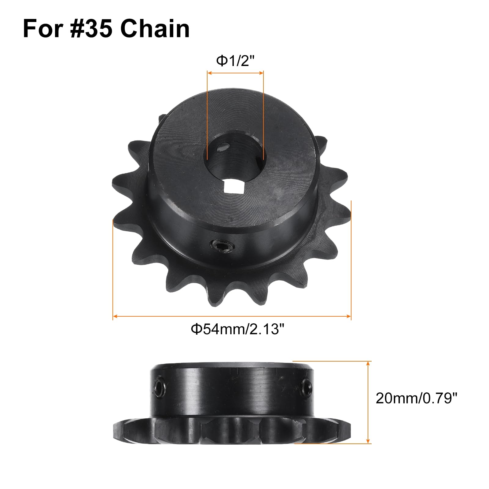 uxcell #35 Chain Roller Sprocket B Type, 1/2
