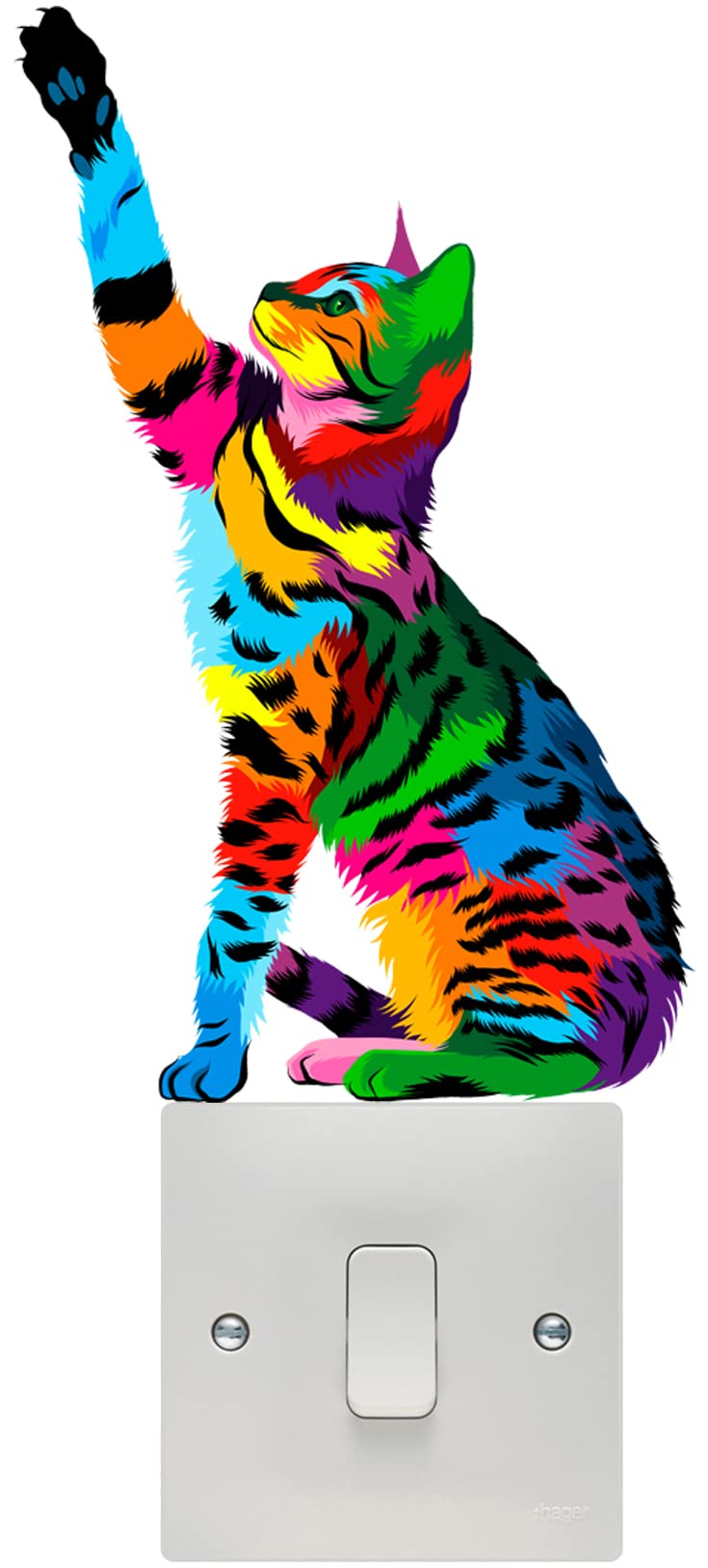 Hodge Creations Light Colourful Cat Switch Wall Art Vinyl Stickers