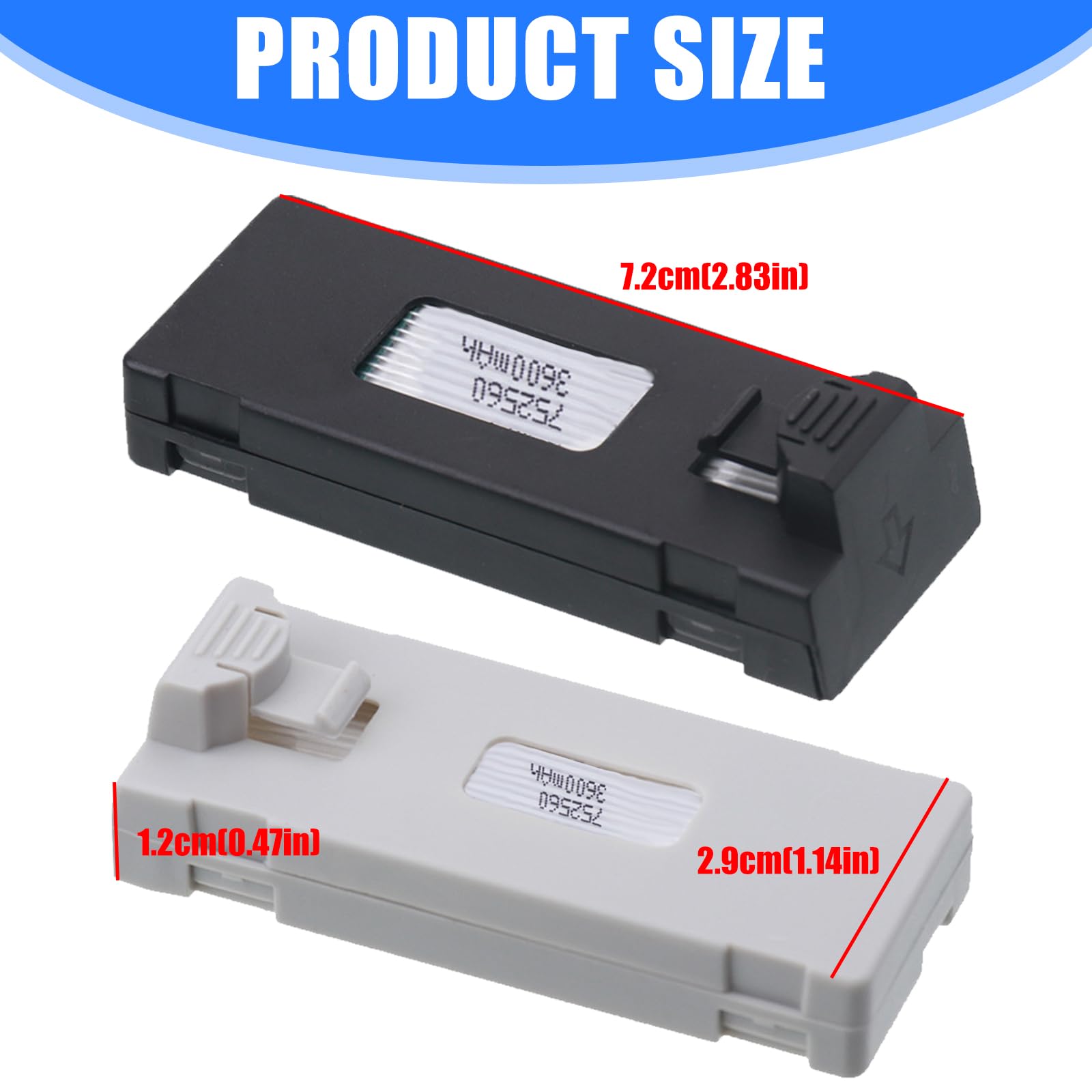 Baterías de litio de alta capacidad de 3600 mAh para drones teledirigidos, compatibles con los modelos E88 / E99 / E89 / P1 / K7 / E55 Durabilidad ABS Shell batería de drones — view 8