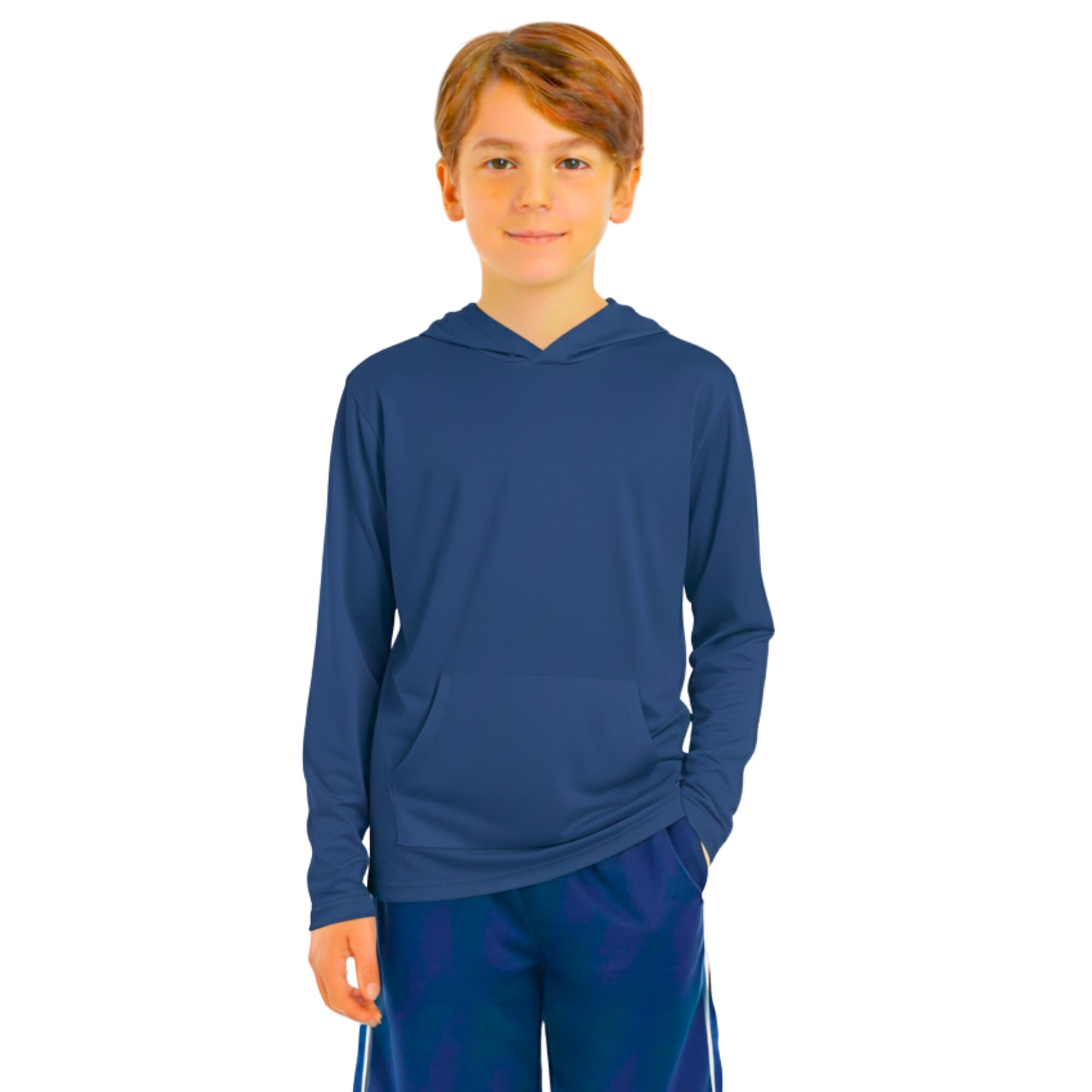 INGEAR Boys' Rash Guard Long Sleeve UPF 50+ UV Protection Swim Shirt, Hooded Sun Shirt, Quick Dry Fishing Shirt for Kids