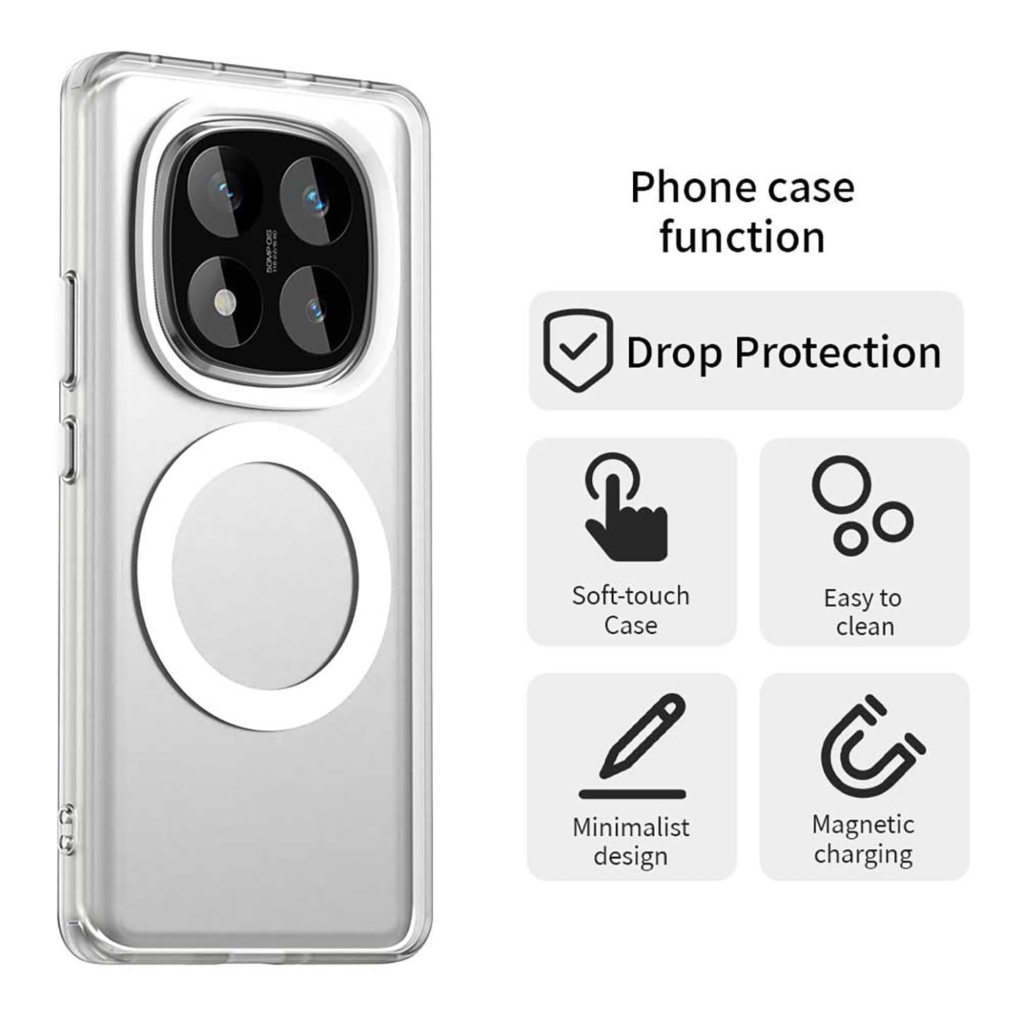 ILING Hülle Für Xiaomi 14T Pro 5G – Magnetisch Fürs Kabellose Laden, Ultra-dünn & Stoßfest, Mattes Schwarz