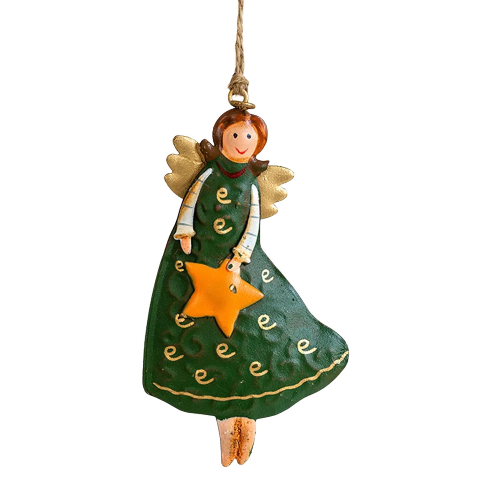 Msioytog Sturdy Wrought Iron Angelic Ornament Retro Christmas Tree Decors Retro Iron Angelic Party Decors for Indoor Outdoors Use Bucolic Metal Holiday Decoration