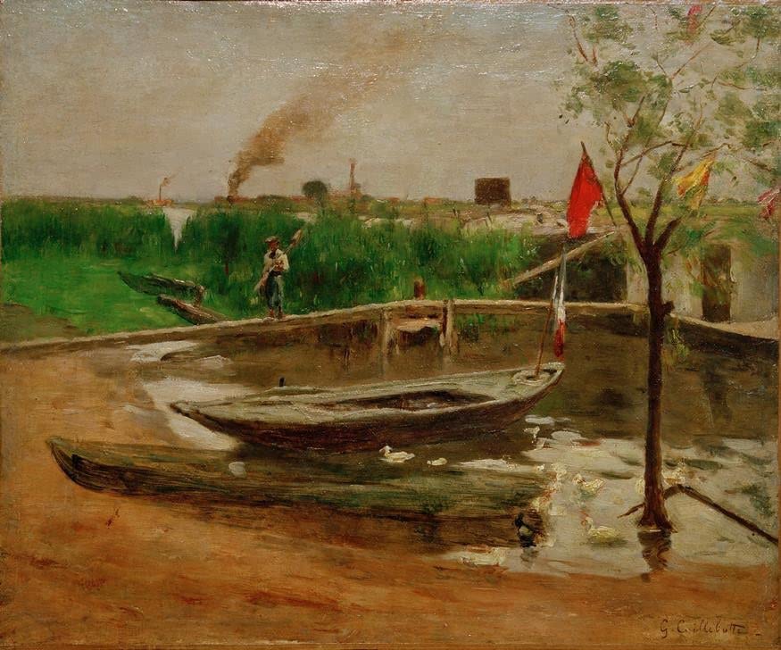 Toile Gustave Caillebotte pour salon élégant avec la scène de la porte Marly en grand format