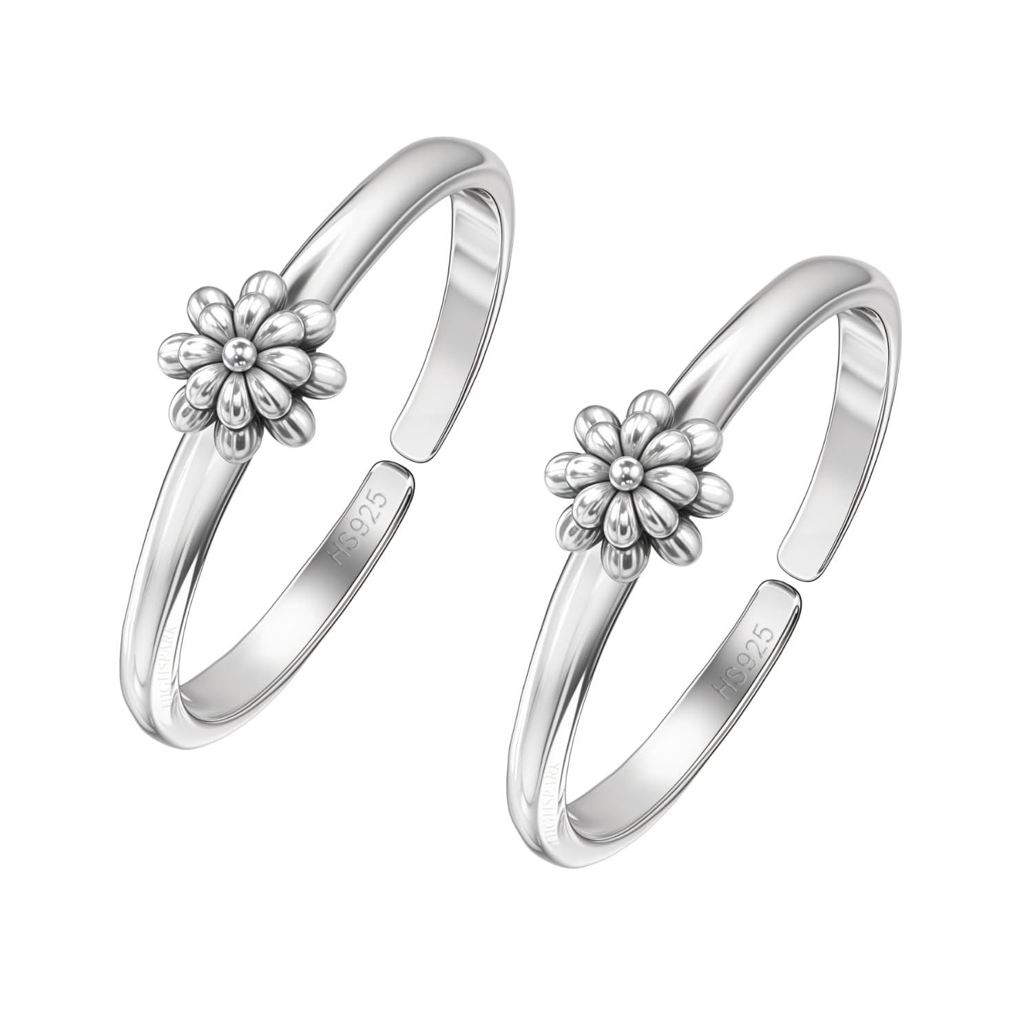92.5 Sterling Silver Toe Rings for Women | 92.5 Sterling Silver Adjustable Contemporary Style & Stunning Shine | Lovely Gift - Flower