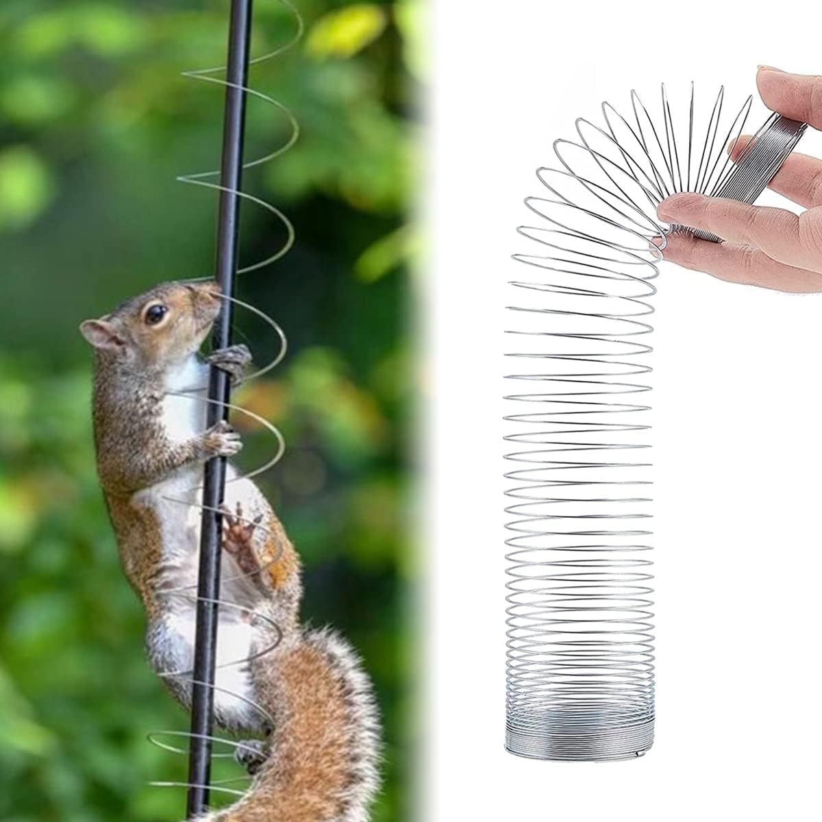 Metal Squirrel Proof Spring Device, Squirrel Baffle Barrier Type Coil Anti Device Guard Protects Birdhouse Accessories for Outdoor Hanging Bird Feeder Poles Accessories