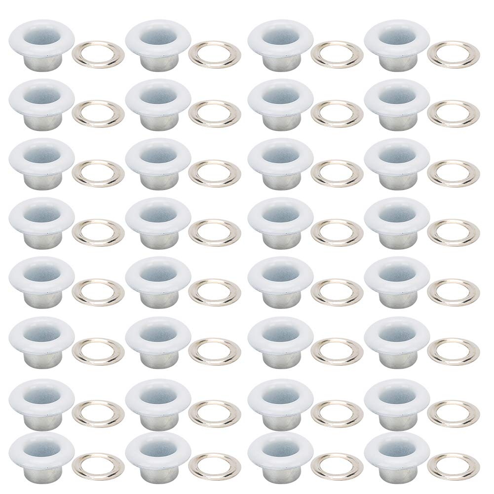 500 Sets of Eyelets and Grommets, 4.5mm Metal Grommets Kit Metal Eyelets Set for DIY Shoes Clothes Crafts Bag(White)