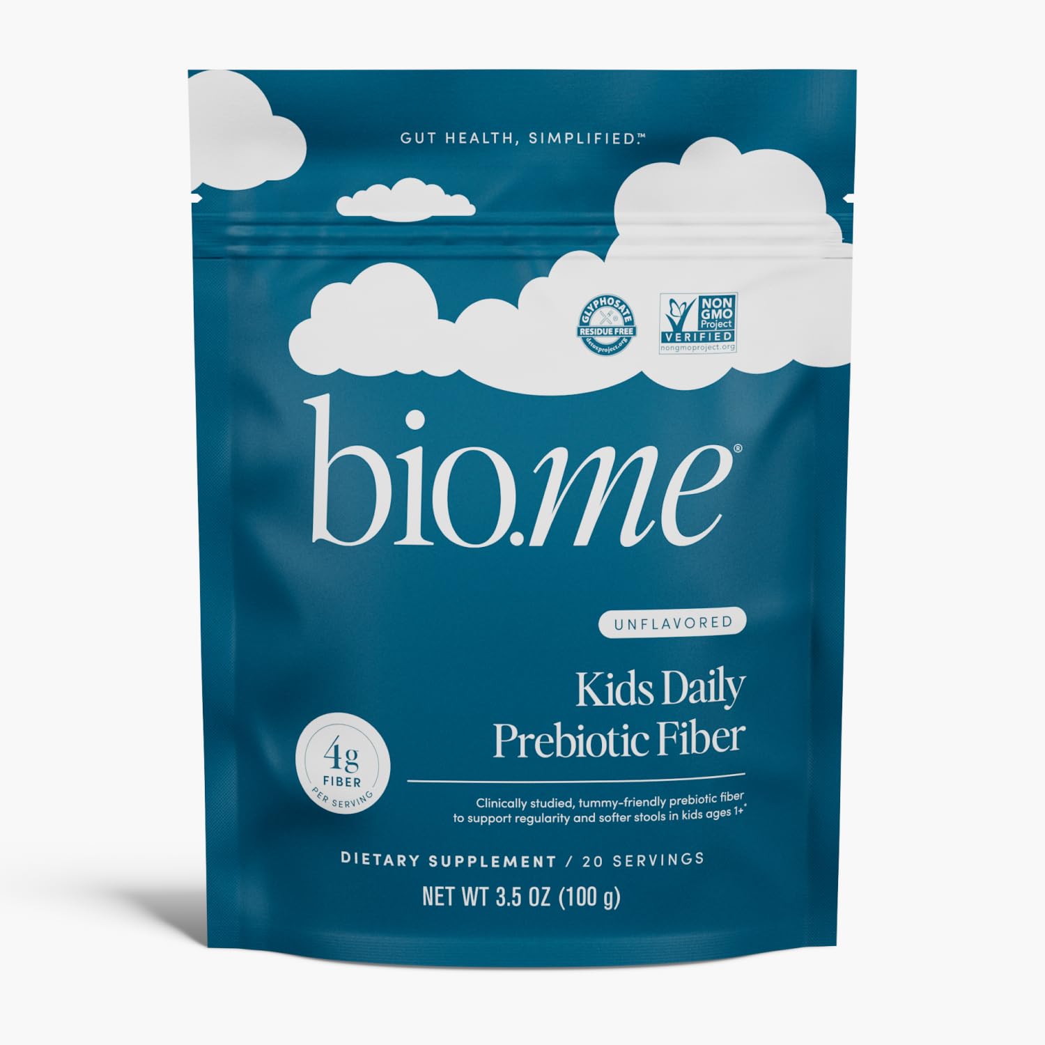 Bio.me Kids Daily Prebiotic Fiber Powder - Unflavored, 20 Servings