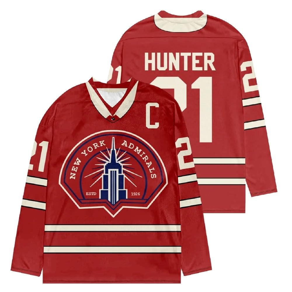 Heated Rivalry Merch Scott Hunter 21 Hockey Red Jersey - Maglia unisex a maniche lunghe con scollo a V per fan della serie TV