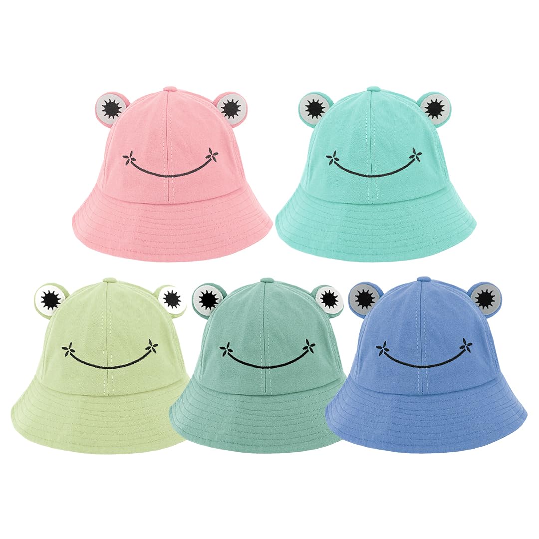Haoohu 5 Pieces Frog Hat Adults Frog Bucket Hat Travel Beach Festival Summer Sun Hat Dress up Party Animal Headwear