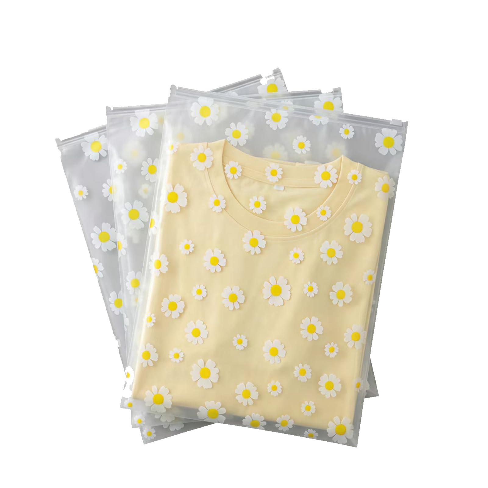 X-YSUNEAS 30x40cm Daisy Frosted Reusable Ziplock Storage Bags 20Pcs Waterproof Floral Print Plastic Organizer Bags for Travel, Clothes, Cosmetics, Shoes Luggage Organisation โ image 1