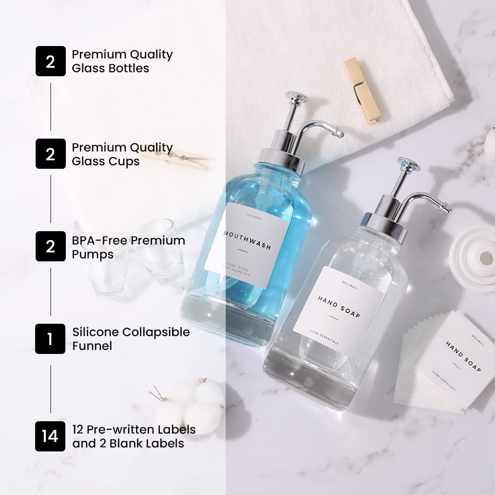 Amazon.com: Molimoli Hand Bathroom Soap Dispenser Set, Glass