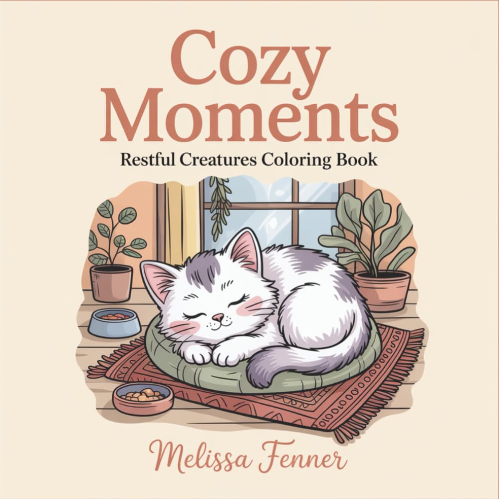 Cozy Moments: Restful Creatures Coloring Book - Peaceful Animal Scenes for Stress Relief - Kawaii Forest Friends in Serene Moments