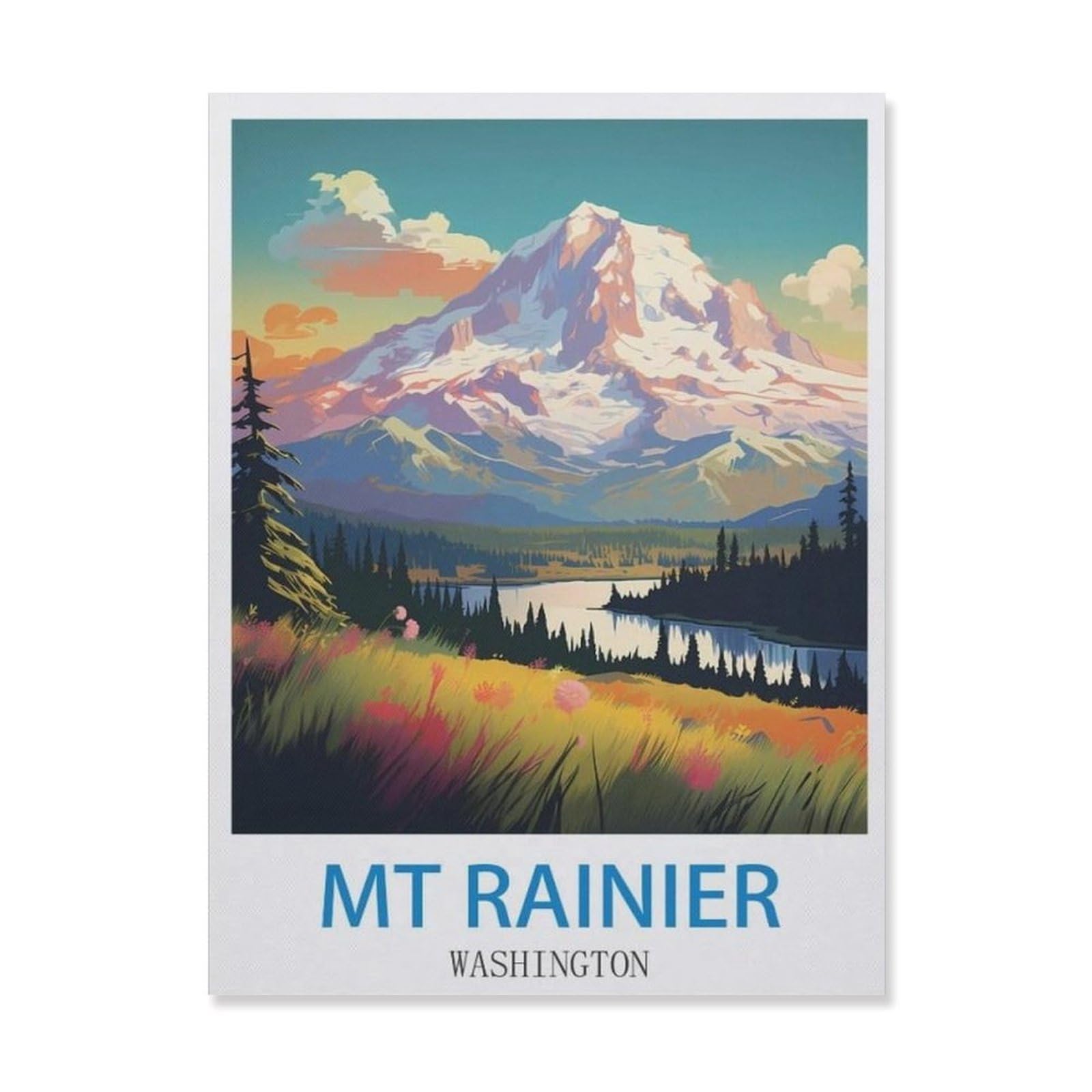 Vintage Metal Tin Sign，Mt Rainier Washington(15x30cm）